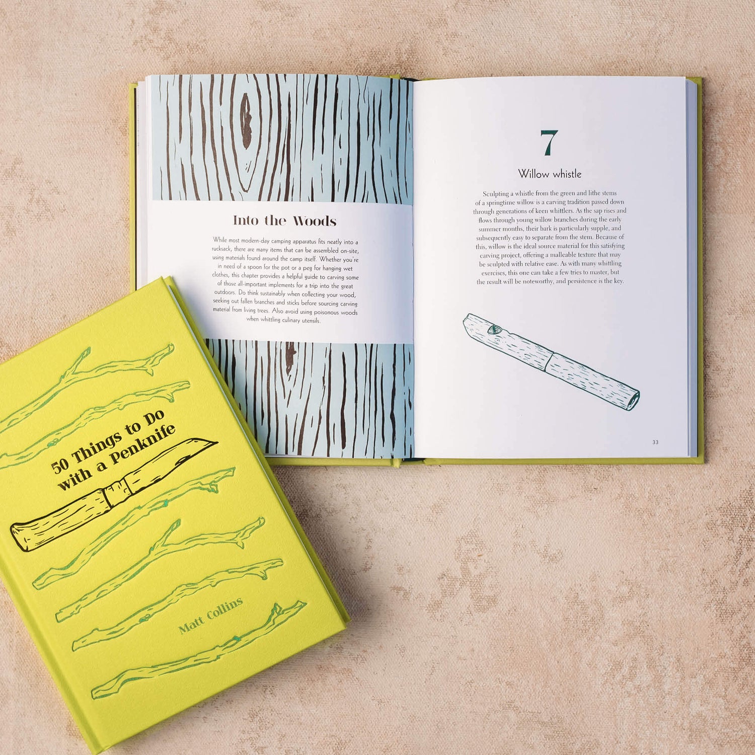 How to make a Willow Whistle. Pages from 50 things to do with a penknife book wood whittling book for kids wood working projects from Your Wild Books