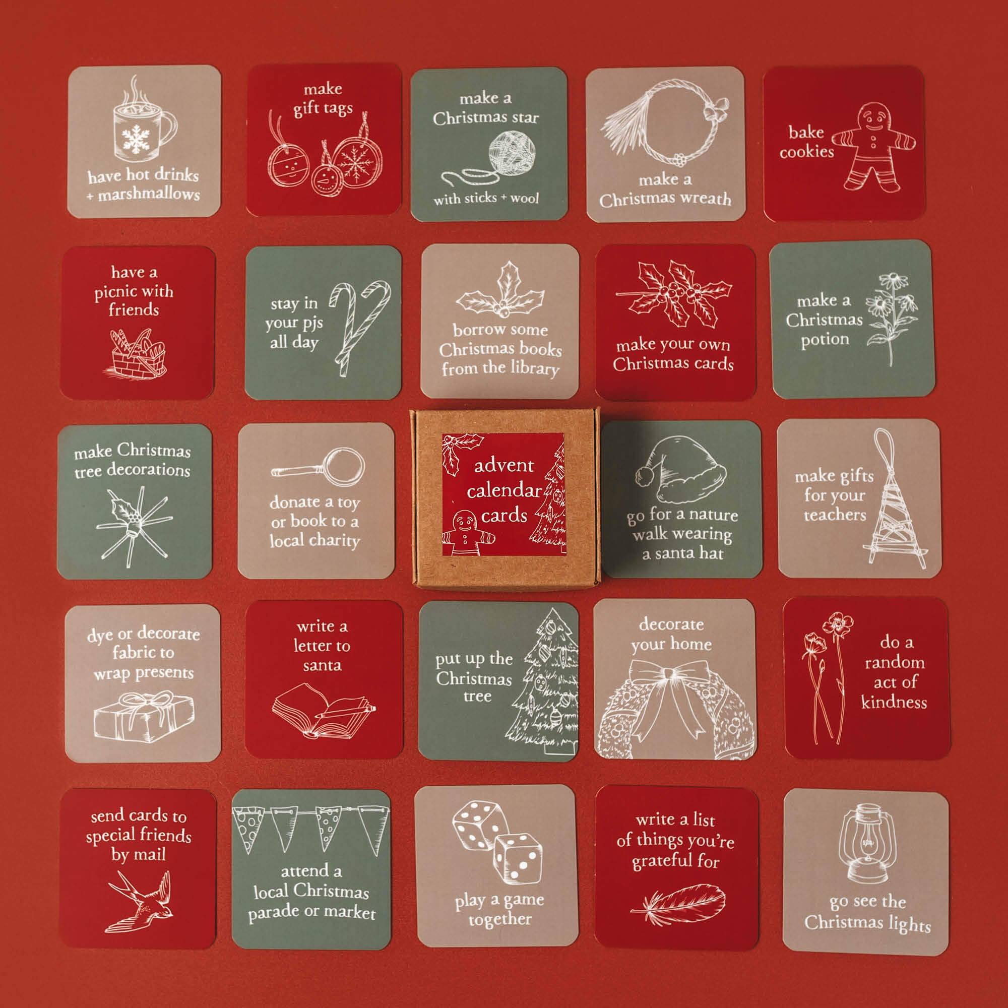 Advent Calendar Cards made in Australia by Your Wild Books to encourage creativity and family connection. More than 30 cards to choose from.
