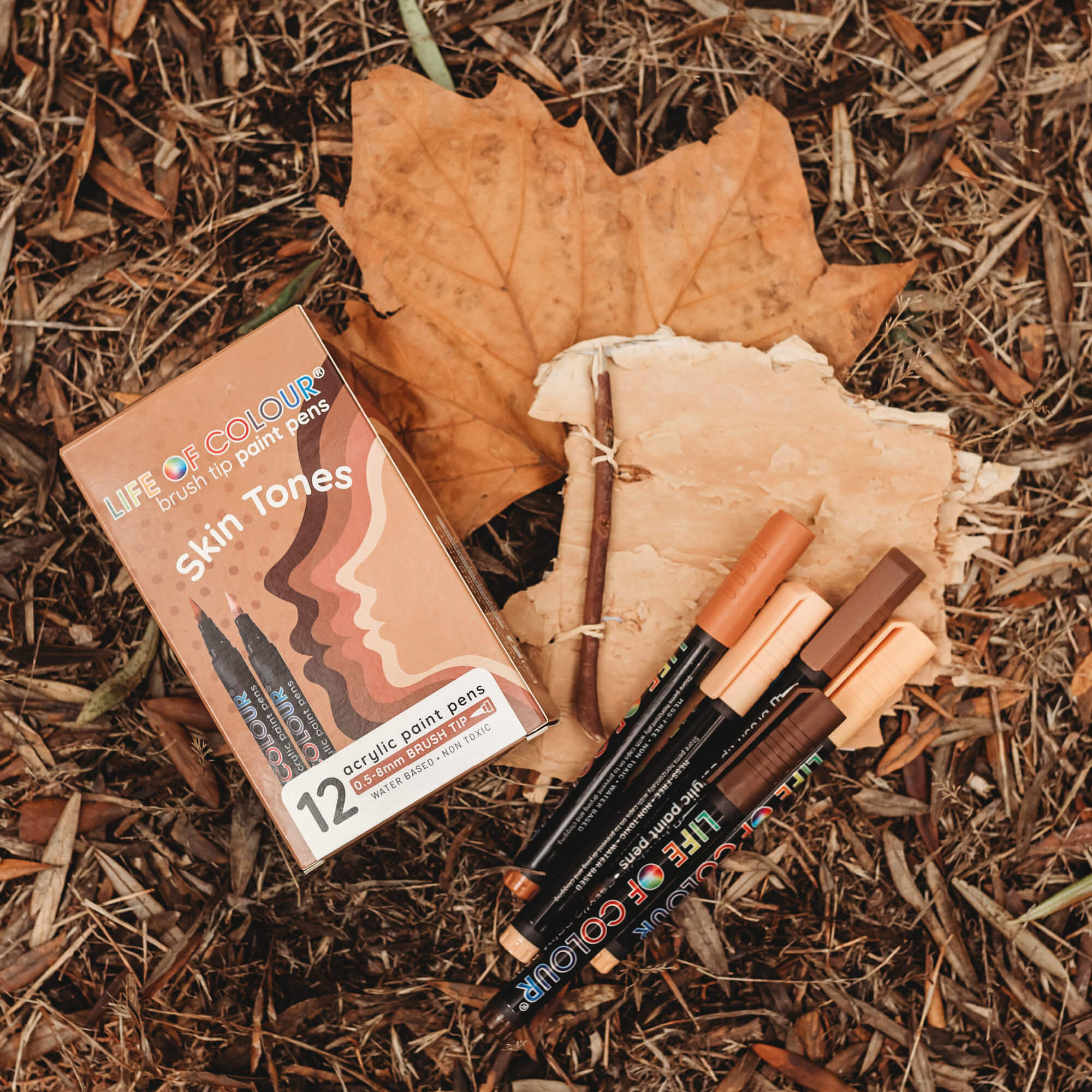Skin tones brush tip paint pens from Life of Colour in Your Wild Books shop