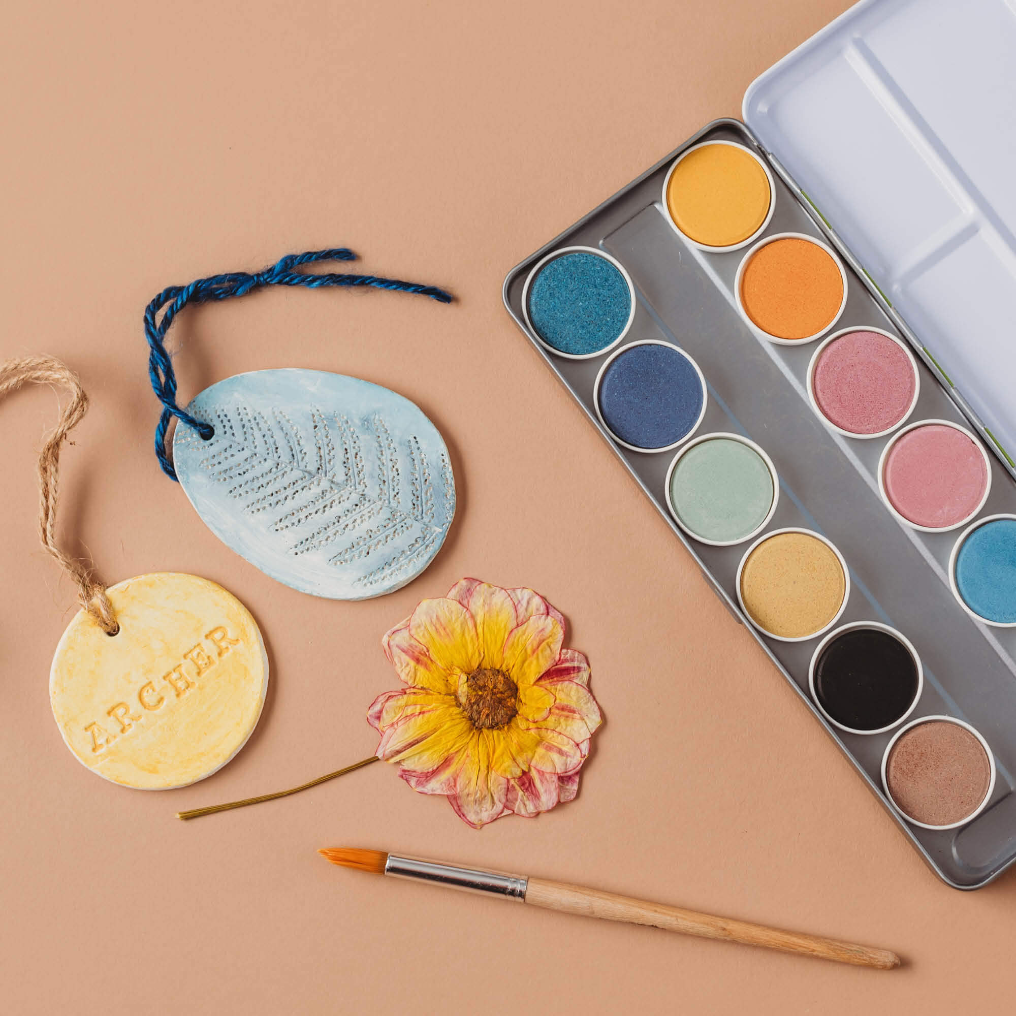 Air dry clay decorated with all natural, chemical free, plastic free, watercolour paint from Okonorm brand from Your Wild Books