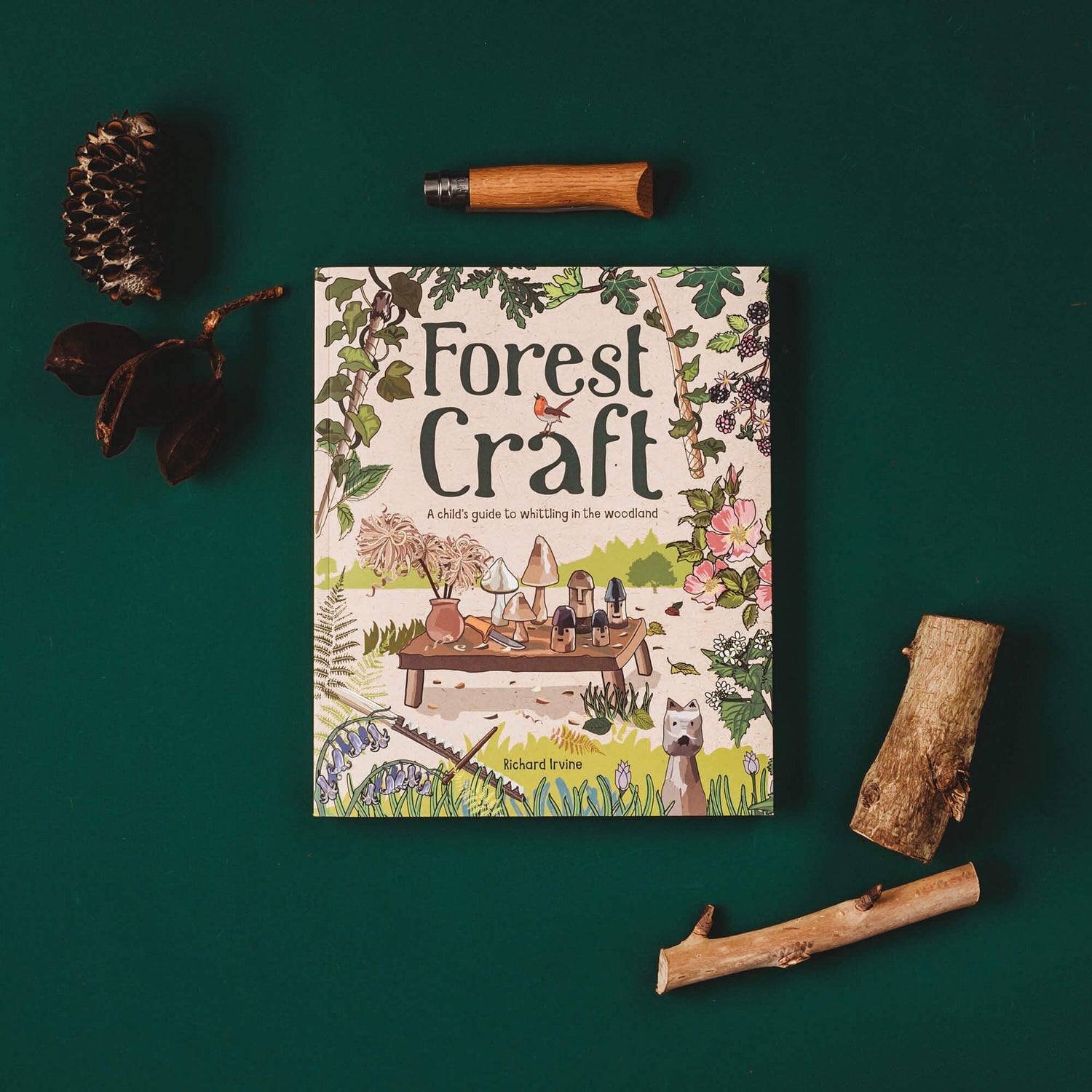Flat lay of Book Forest Craft, a child&