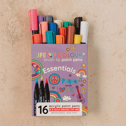Essentials colours brush tip paint pens from Life of Colour in Your Wild Books shop