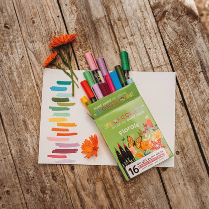 Florals colours brush  tip paint pens from Life of Colour in Your Wild Books shop