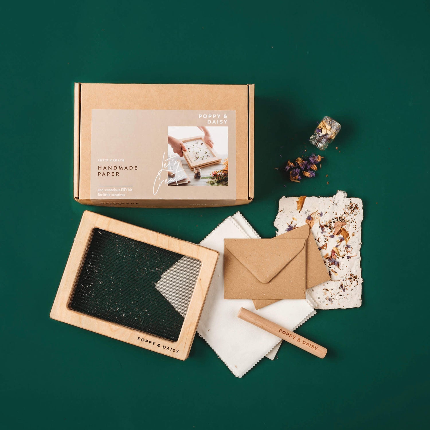 Paper Making Bundle includes Wild Celebrations book, Paper Making kit from Poppy and Daisy and two packets of seeds from Heirloom Harvest. All products are made in Australia.