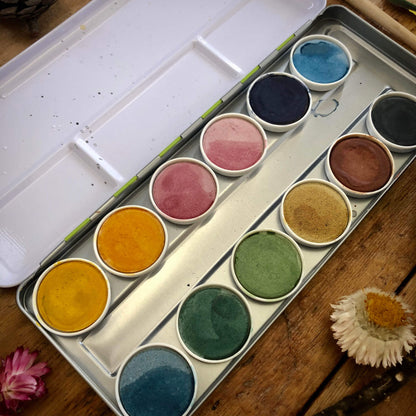 Metal tin, all natural, chemical free, plastic free, watercolour paint from Okonorm brand from Your Wild Books