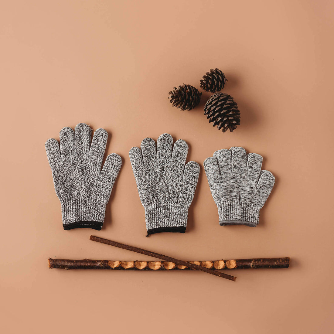 Cut resistant gloves for kids when doing wood whittling and using other tools for nature craft, from Your Wild Books. Level 5 HPPE protection.
