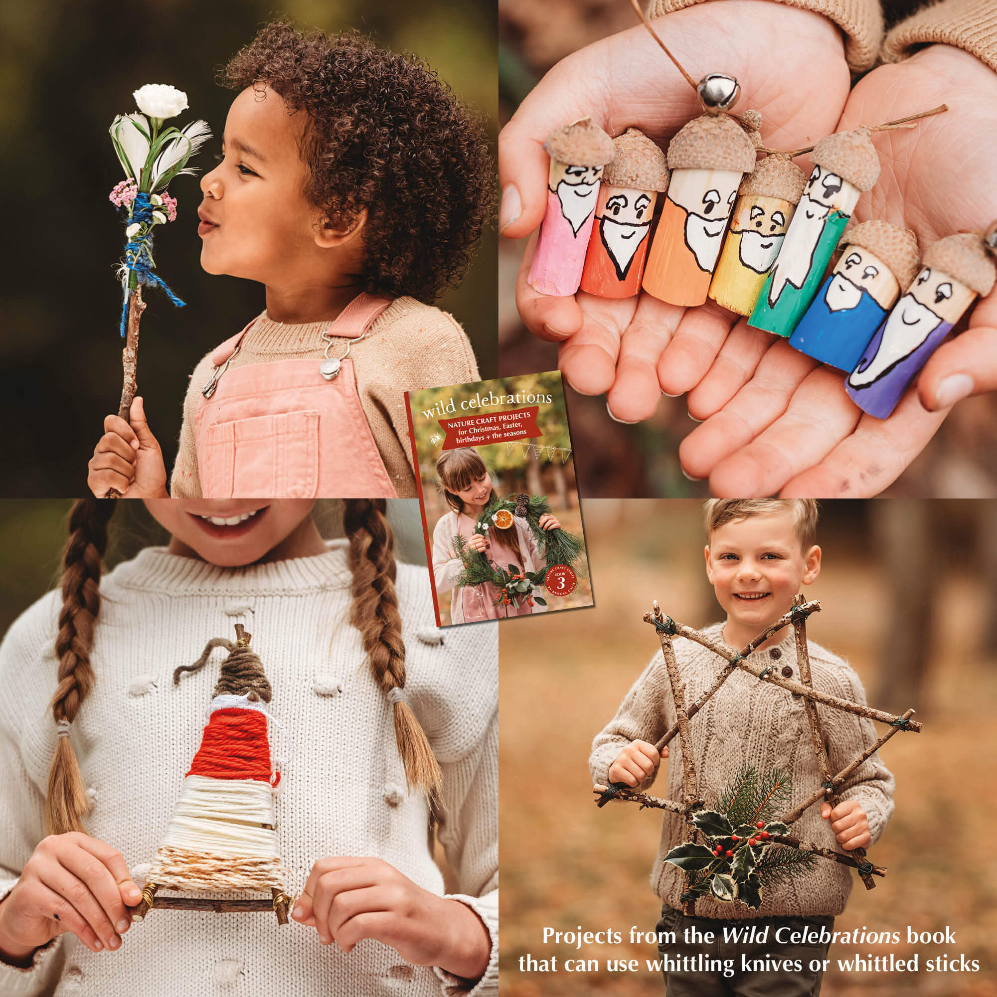 Whittling projects from Wild Celebrations book. Wood whittling knives for kids for all your nature craft projects, suitable for beginners and advanced woodworkers. Made by Opinel from Your Wild Books.