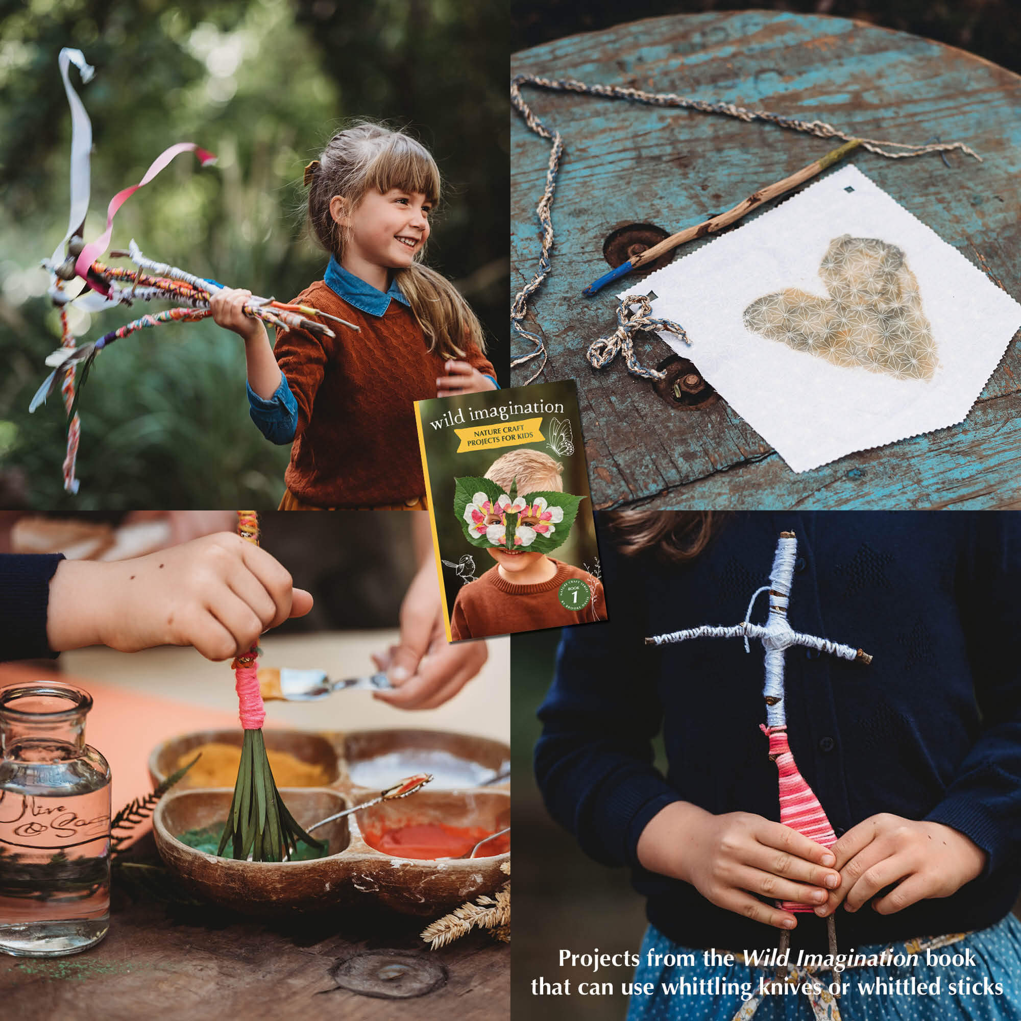 Whittling projects as featured in Nature Craft Starter Pack from Your Wild Books includes Wild Imagination book, Wild Child book, paint pens in classic colours and an opinel beginners whittling knife. Save 20%