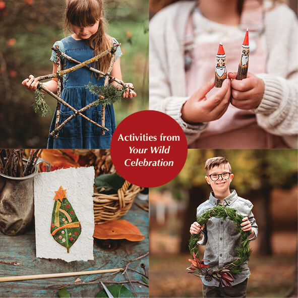 Some of the activities from Your Wild Celebration book, nature craft for Christmas, Easter, birthdays and more. Made in Australia by Your Wild Books.