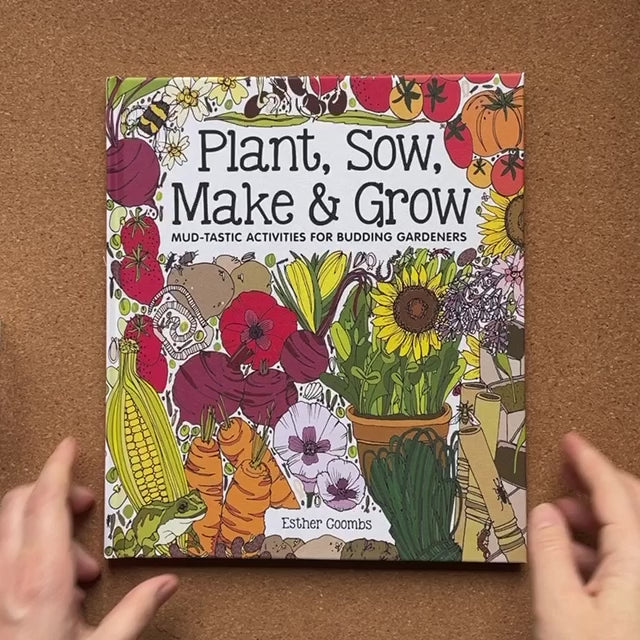 Garden basket with Plant, Sow, Make and Grow kids gardening book by Esther Coombs from Your Wild Books.