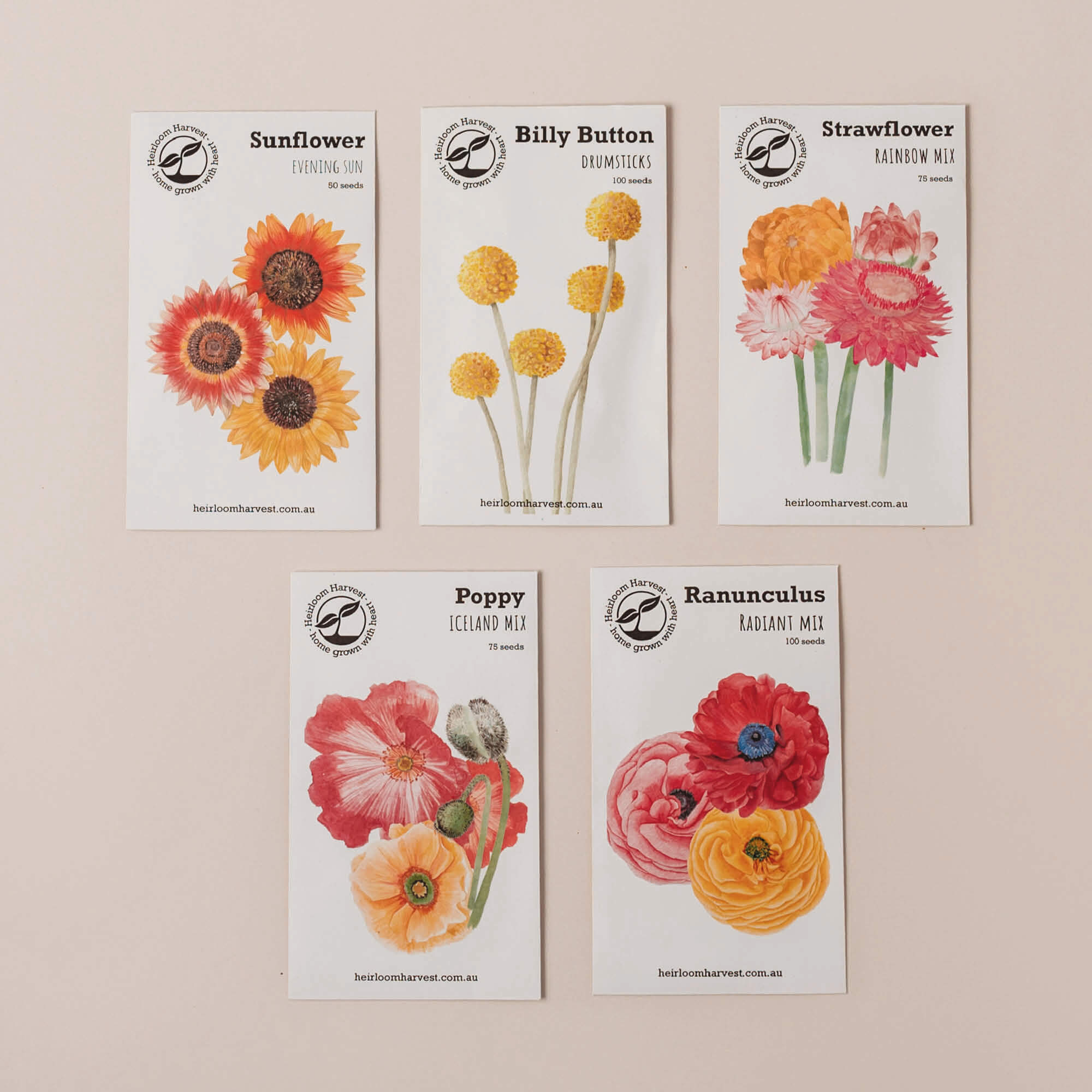 Organic flower seeds made by Heirloom Harvest in Australia from Your Wild Books